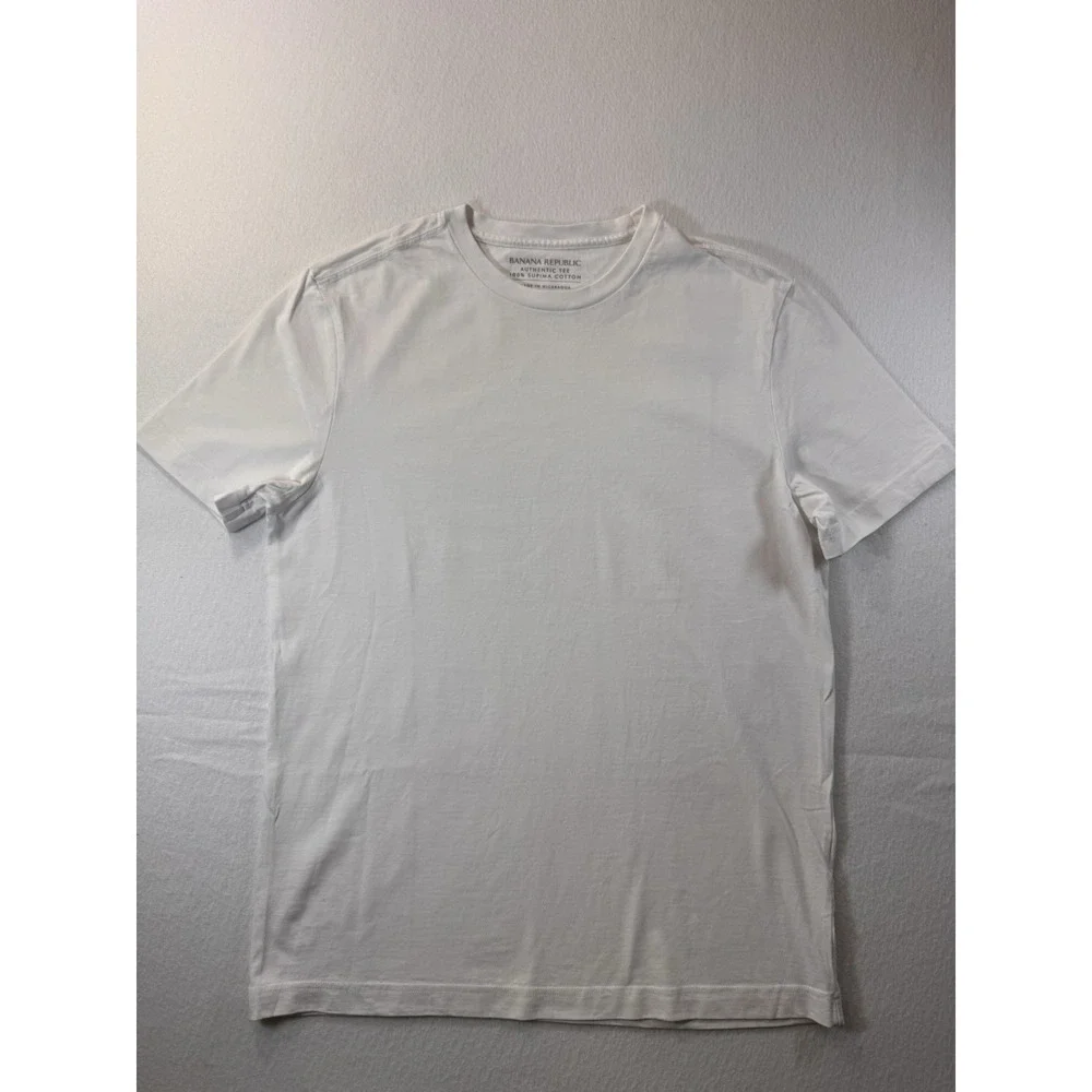 Banana Republic Authentic T Mens Medium White Pima Cotton Minimalist Casual EUC